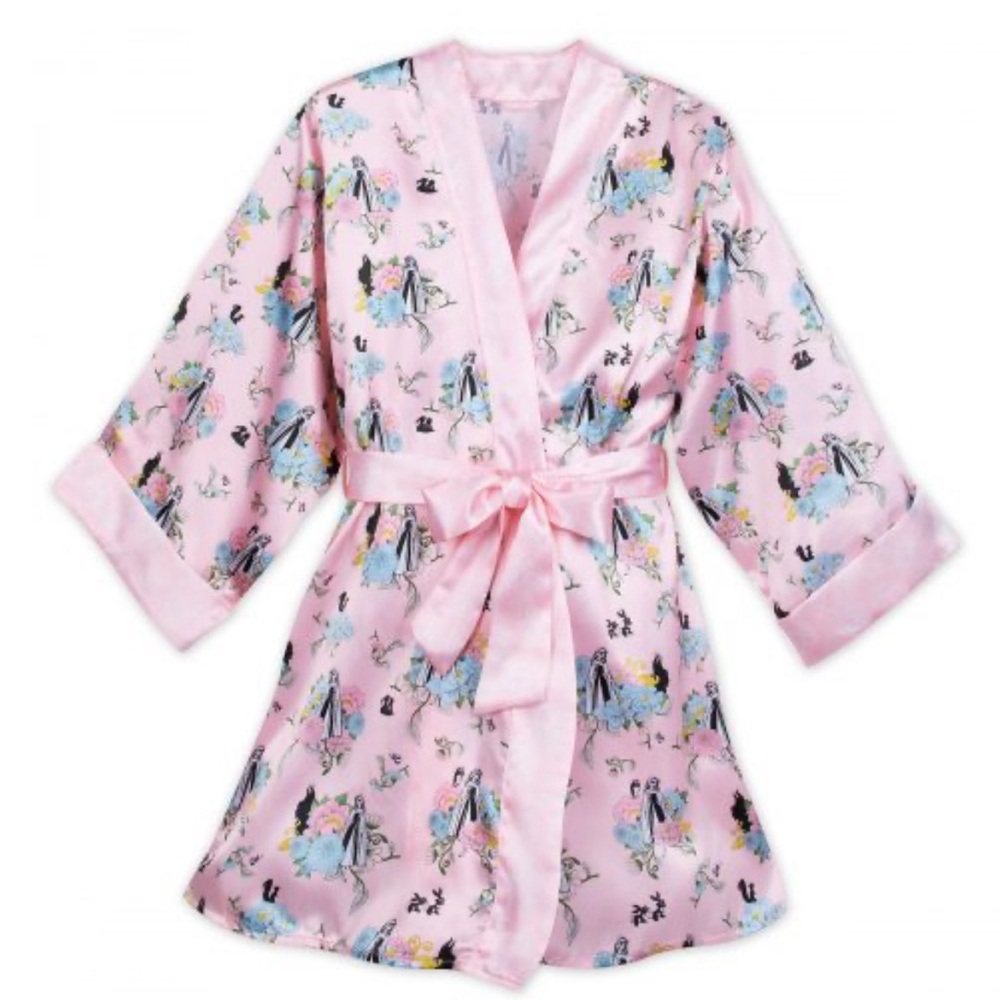 DISNEY STORE SLEEPING BEAUTY WOMEN ROBE PINK SATIN WITH BELT